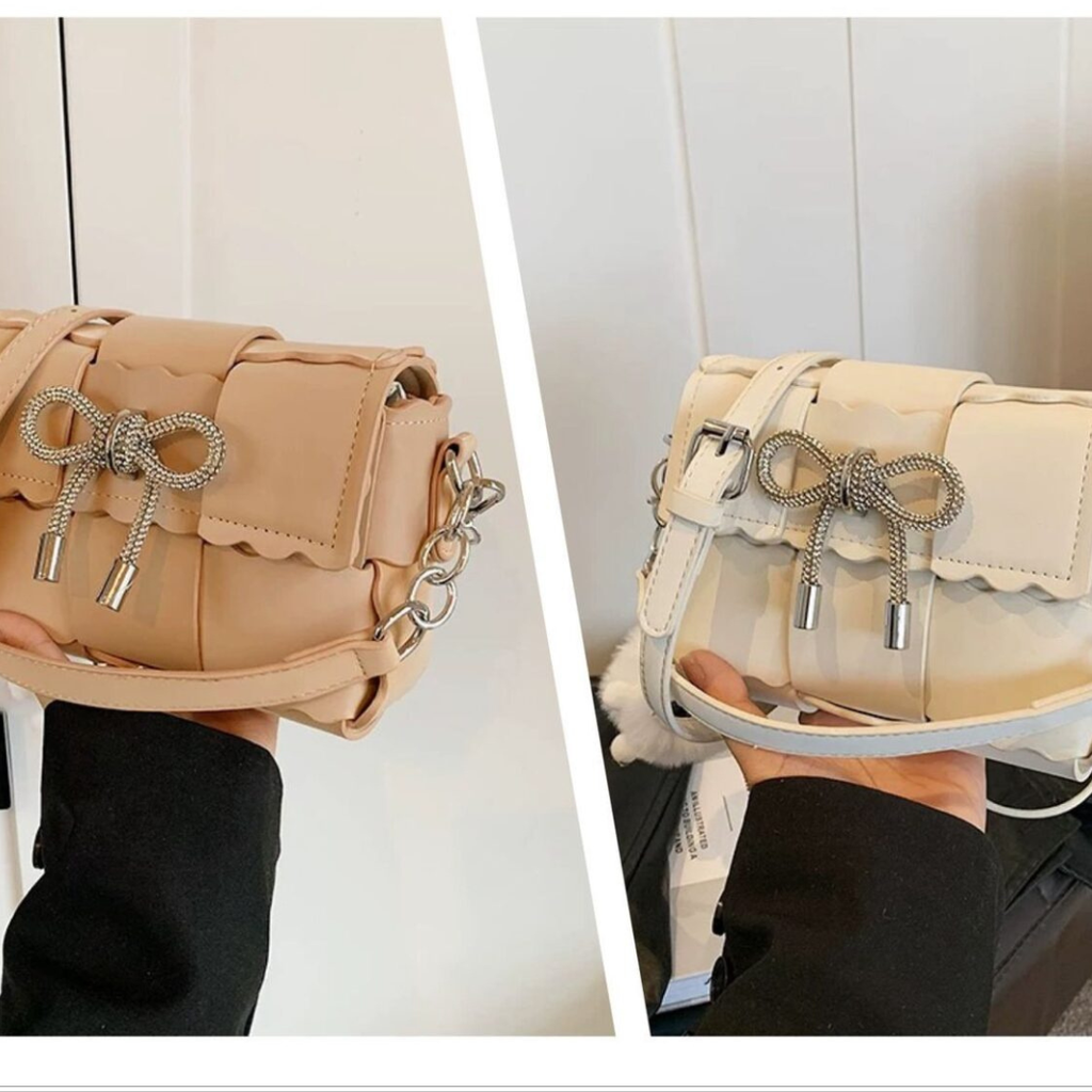 Elegant Bow Mini Sling Bag – Dual Shade